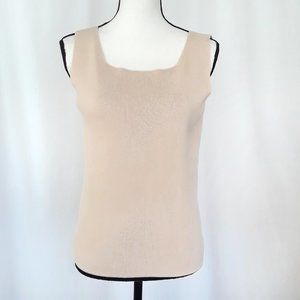 Designers Originals Light Tan Cotton Stretch Knit Sleeveless Shell Tank